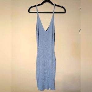 NWT ribbed midi blue dress